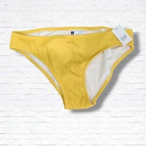 GAP Yellow Ribbed Mid Rise Bikini Bottoms Size M NWT